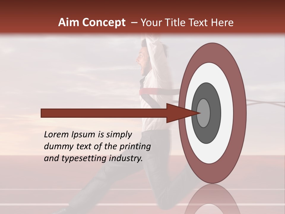 A Man Jumping In The Air With A Red Ribbon PowerPoint Template