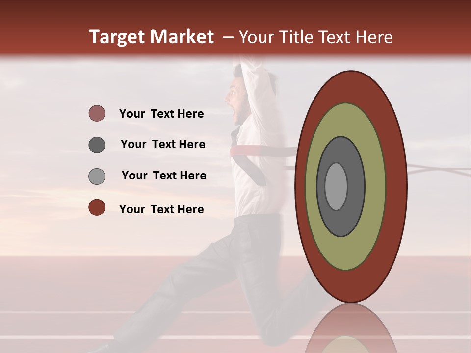 A Man Jumping In The Air With A Red Ribbon PowerPoint Template