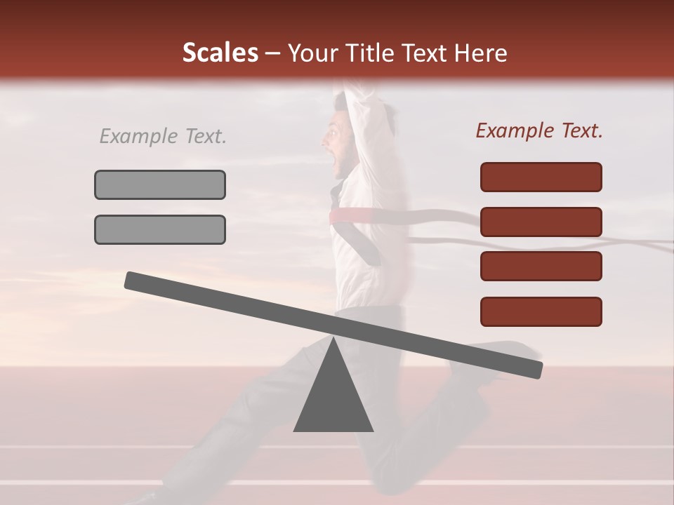 A Man Jumping In The Air With A Red Ribbon PowerPoint Template
