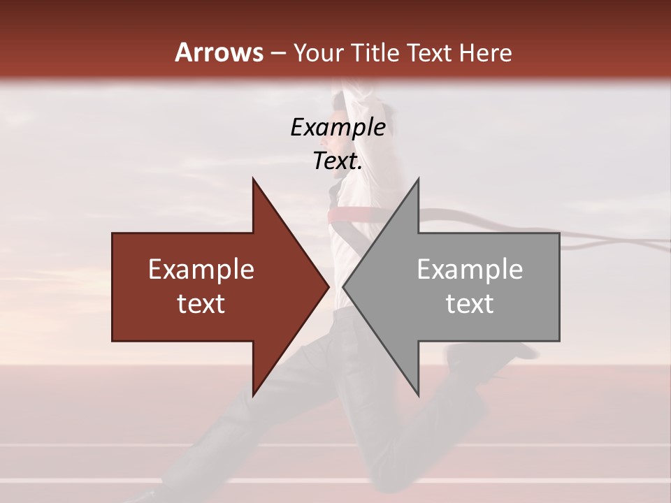 A Man Jumping In The Air With A Red Ribbon PowerPoint Template