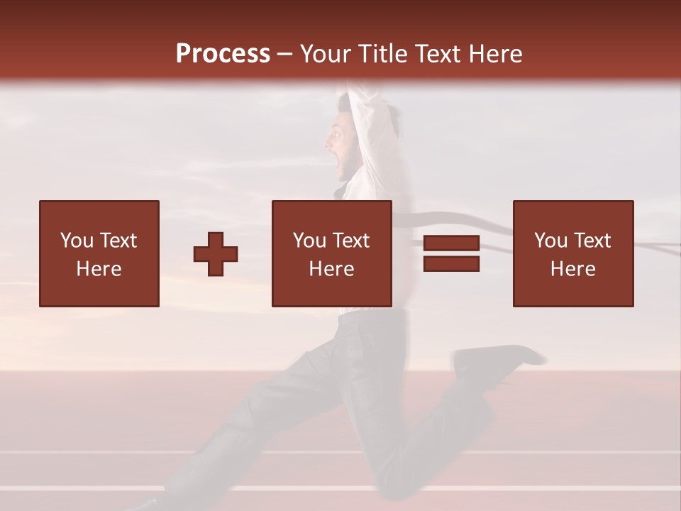 A Man Jumping In The Air With A Red Ribbon PowerPoint Template
