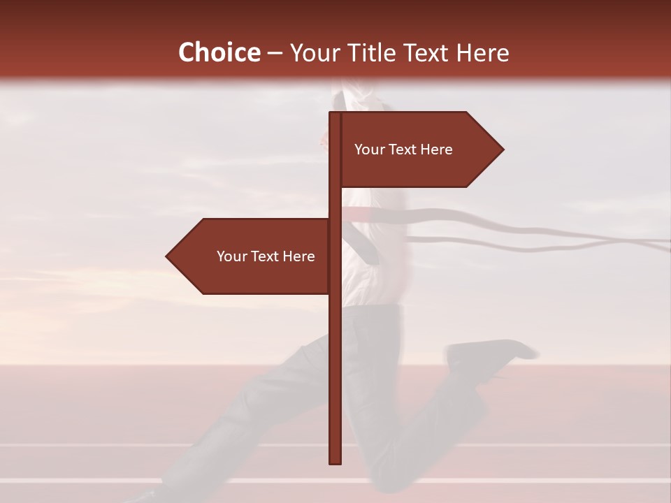 A Man Jumping In The Air With A Red Ribbon PowerPoint Template