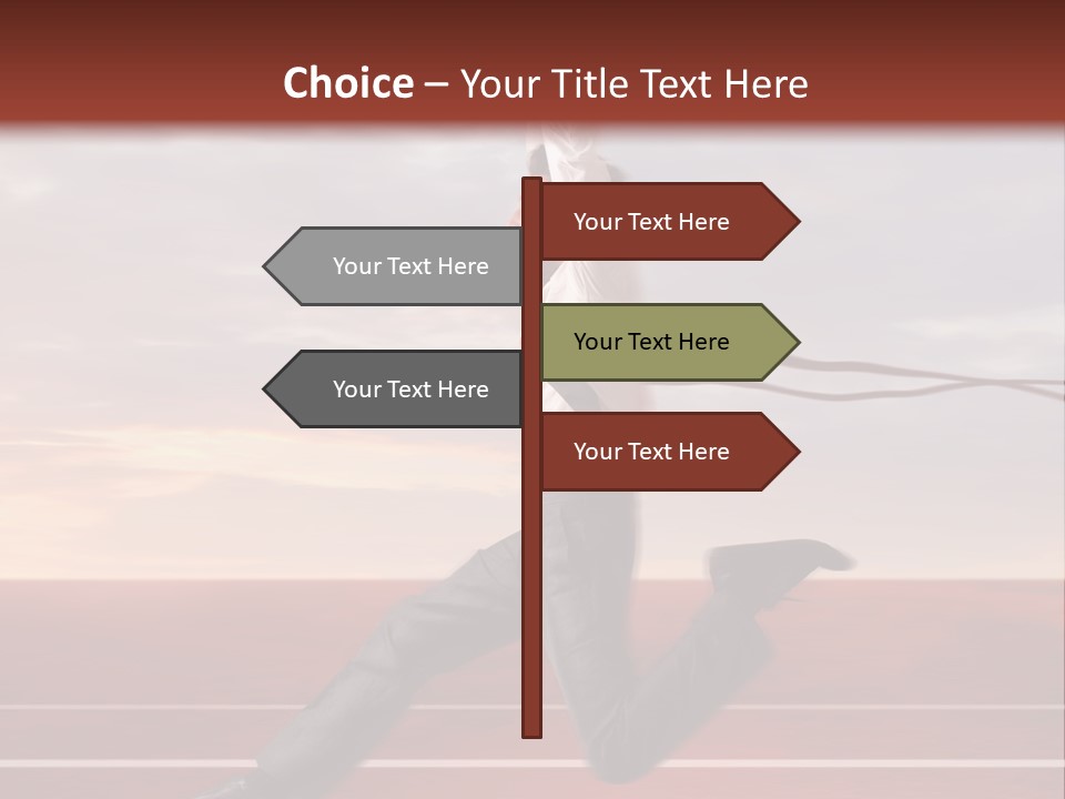 A Man Jumping In The Air With A Red Ribbon PowerPoint Template