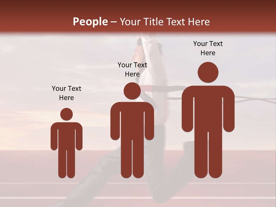 A Man Jumping In The Air With A Red Ribbon PowerPoint Template