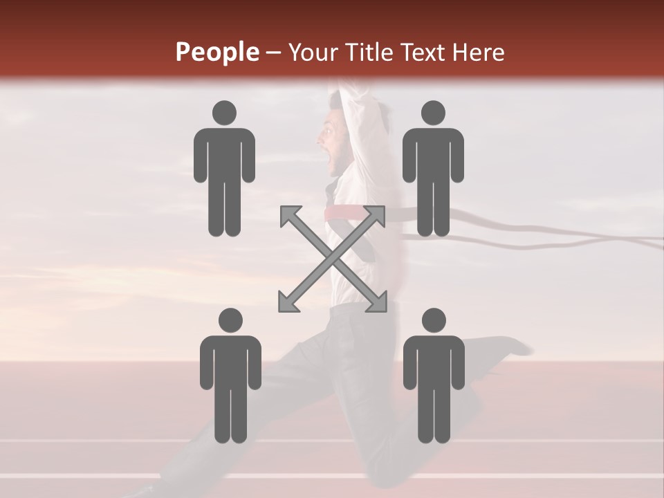 A Man Jumping In The Air With A Red Ribbon PowerPoint Template