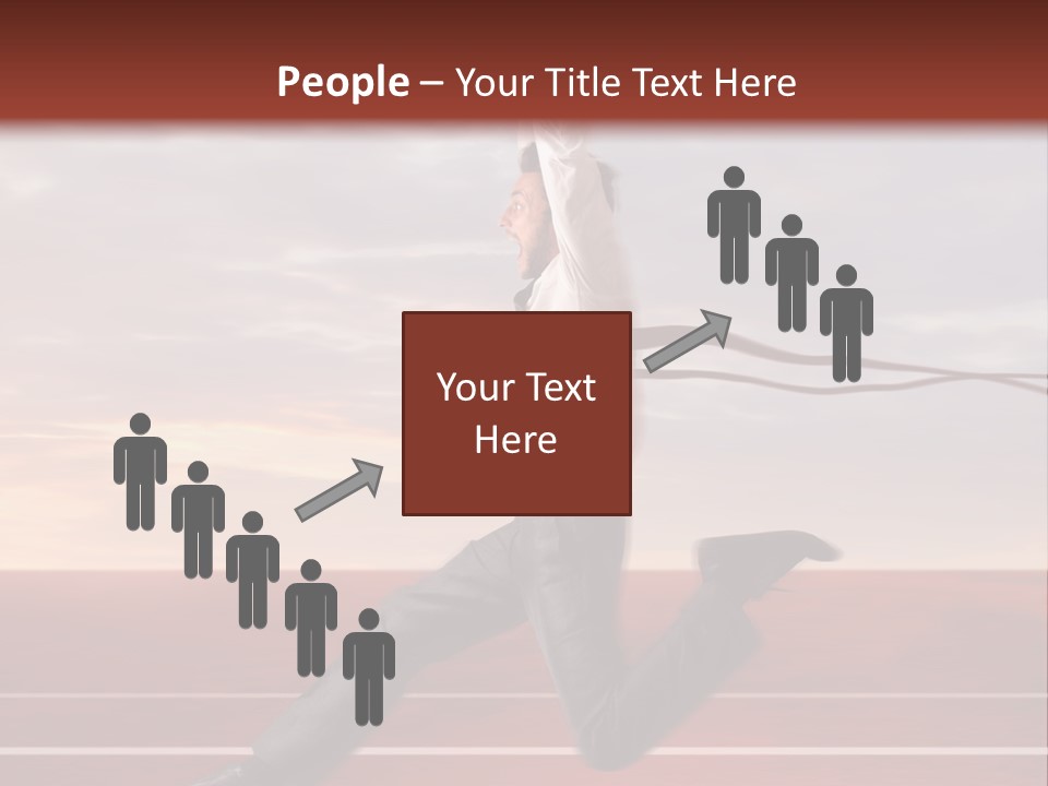 A Man Jumping In The Air With A Red Ribbon PowerPoint Template
