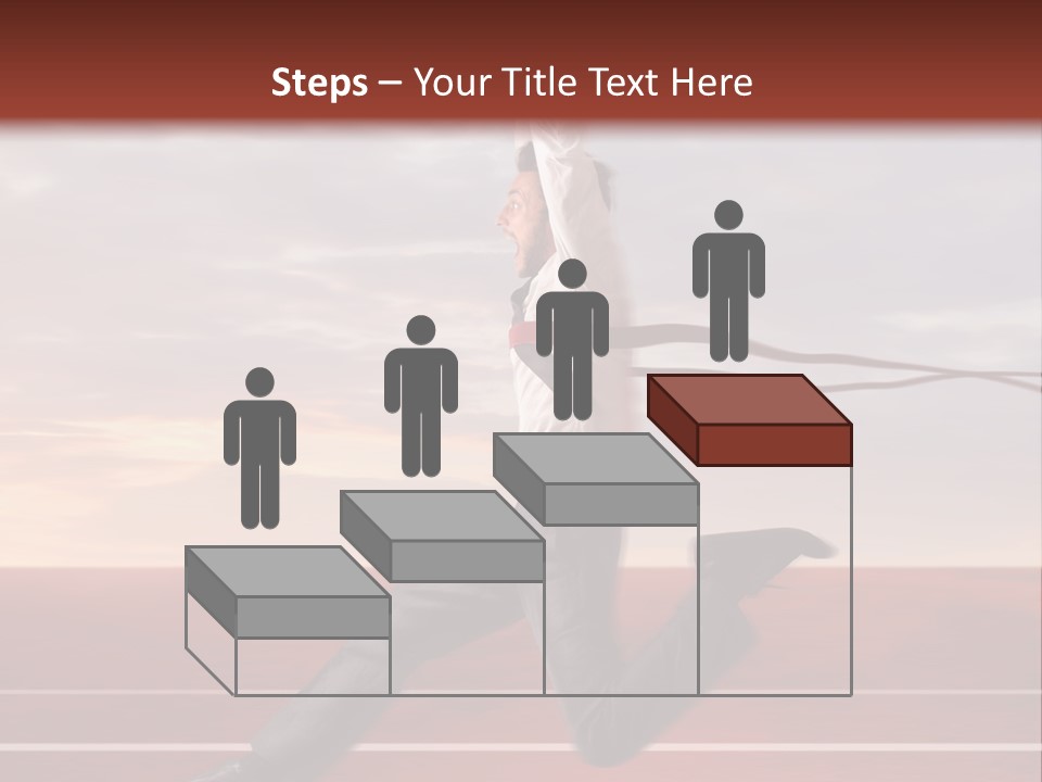 A Man Jumping In The Air With A Red Ribbon PowerPoint Template