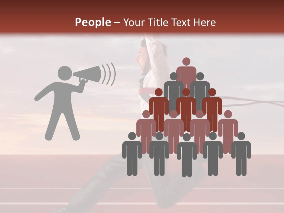 A Man Jumping In The Air With A Red Ribbon PowerPoint Template