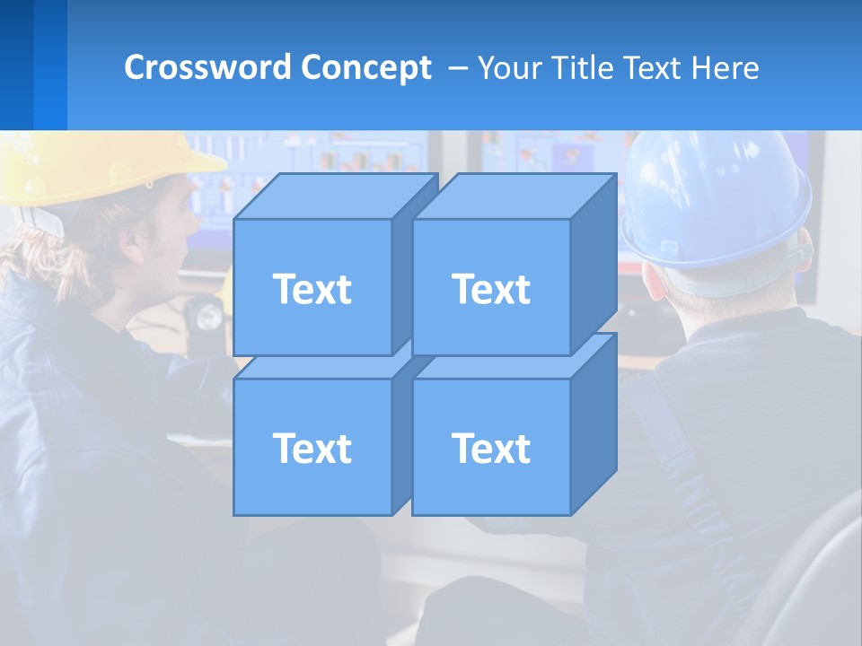 A Man In A Hard Hat Is Working On A Computer PowerPoint Template