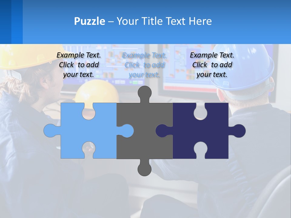 A Man In A Hard Hat Is Working On A Computer PowerPoint Template