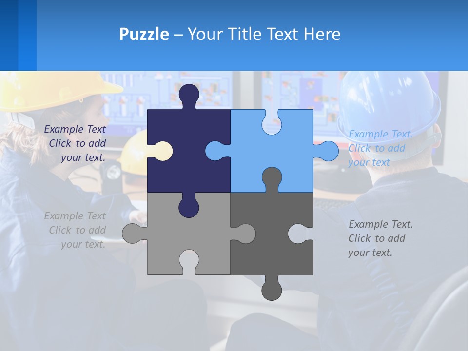 A Man In A Hard Hat Is Working On A Computer PowerPoint Template