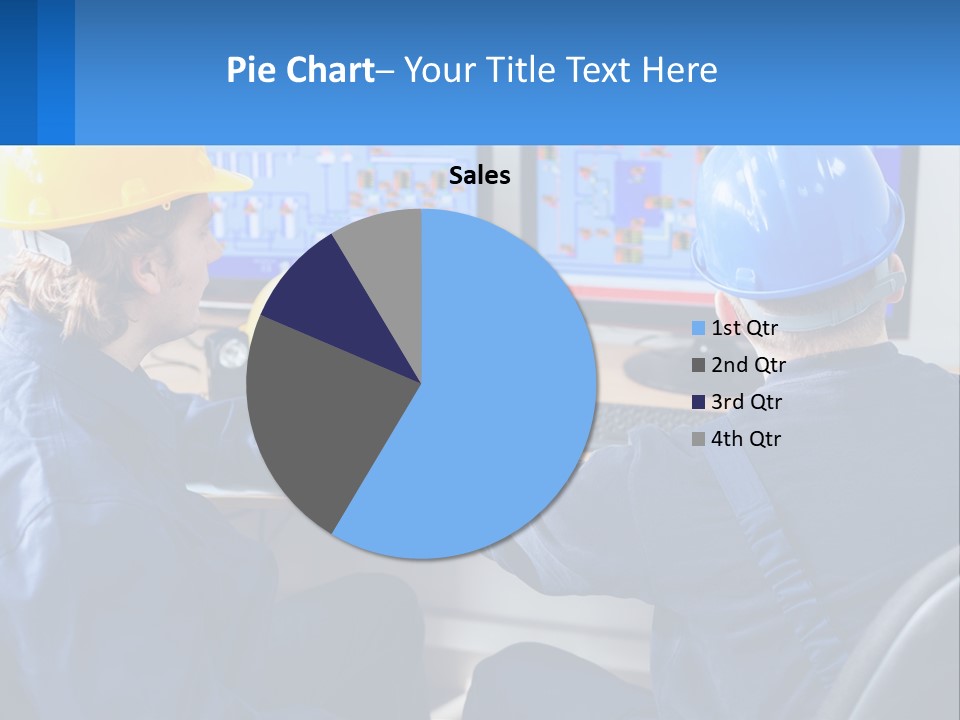 A Man In A Hard Hat Is Working On A Computer PowerPoint Template