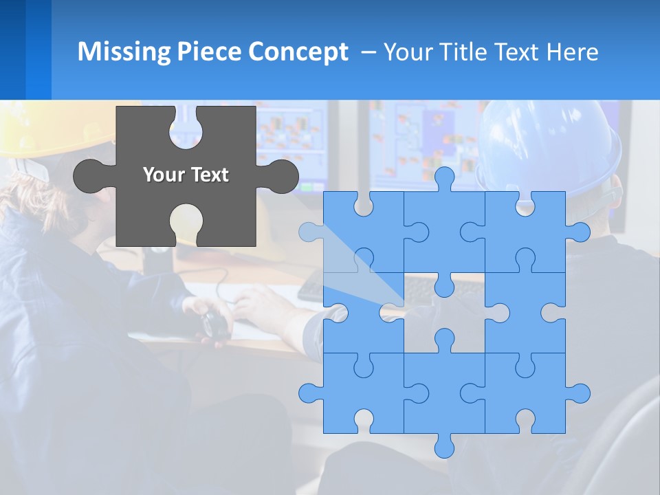 A Man In A Hard Hat Is Working On A Computer PowerPoint Template