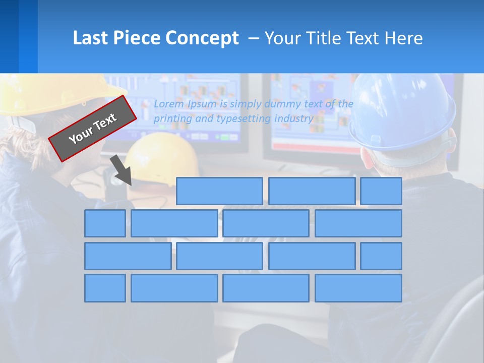 A Man In A Hard Hat Is Working On A Computer PowerPoint Template