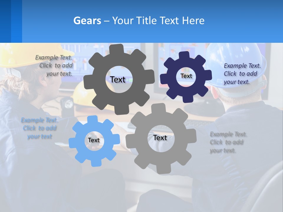 A Man In A Hard Hat Is Working On A Computer PowerPoint Template
