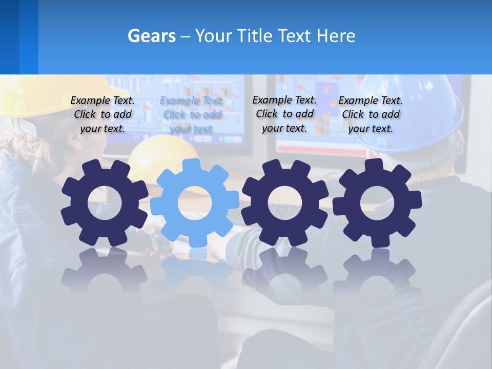 A Man In A Hard Hat Is Working On A Computer PowerPoint Template