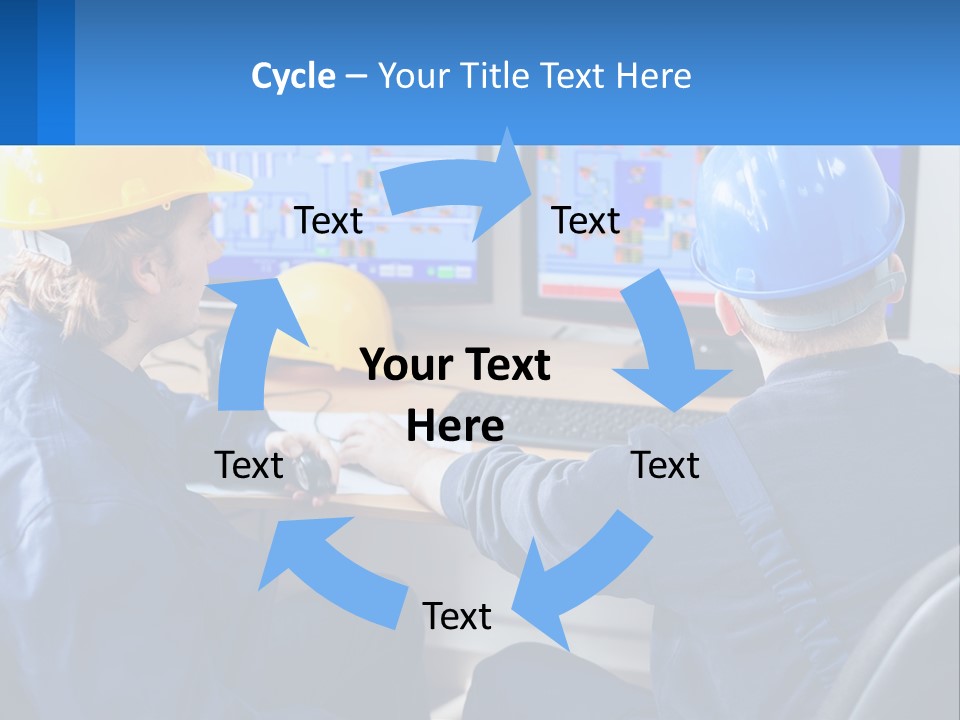 A Man In A Hard Hat Is Working On A Computer PowerPoint Template