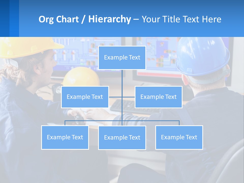 A Man In A Hard Hat Is Working On A Computer PowerPoint Template