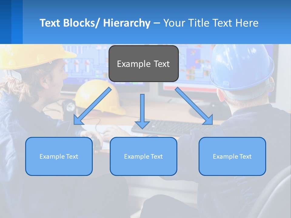 A Man In A Hard Hat Is Working On A Computer PowerPoint Template