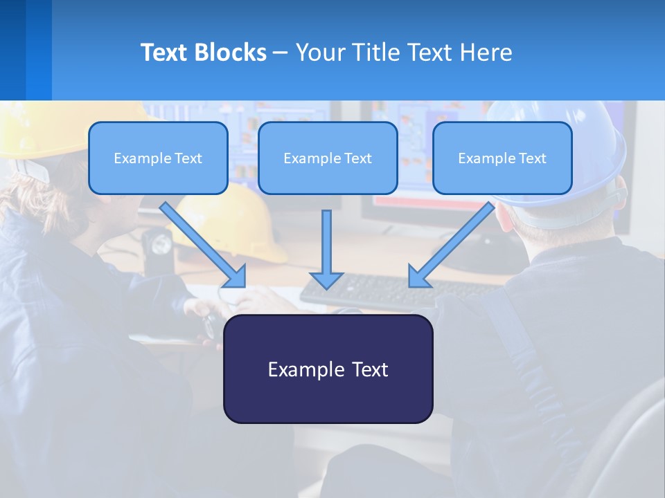 A Man In A Hard Hat Is Working On A Computer PowerPoint Template