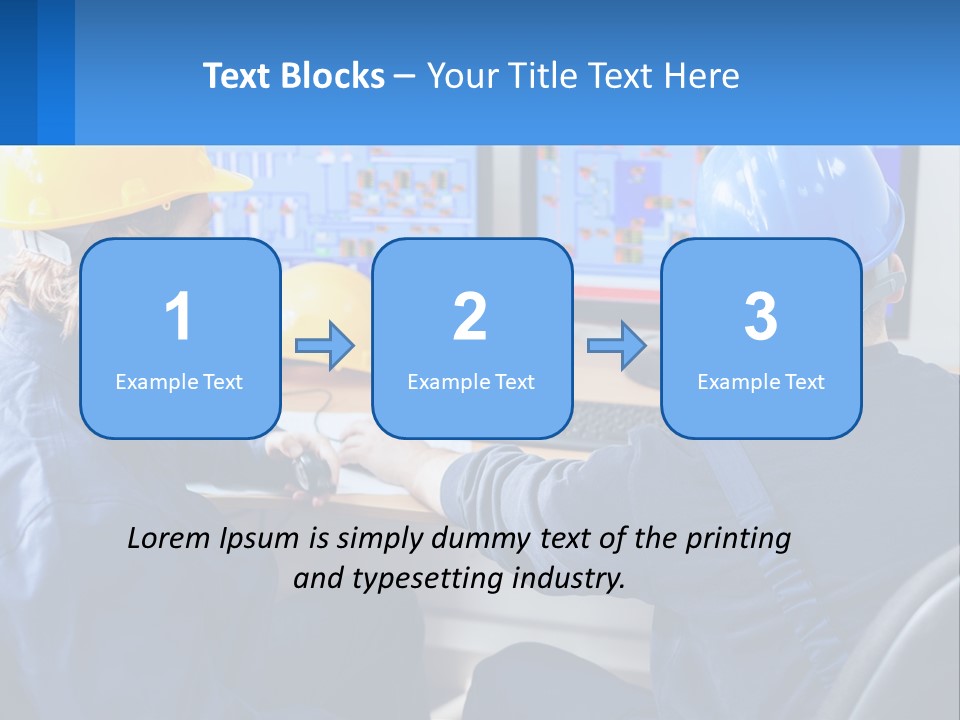 A Man In A Hard Hat Is Working On A Computer PowerPoint Template