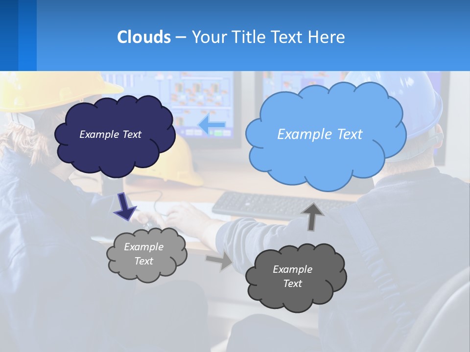 A Man In A Hard Hat Is Working On A Computer PowerPoint Template