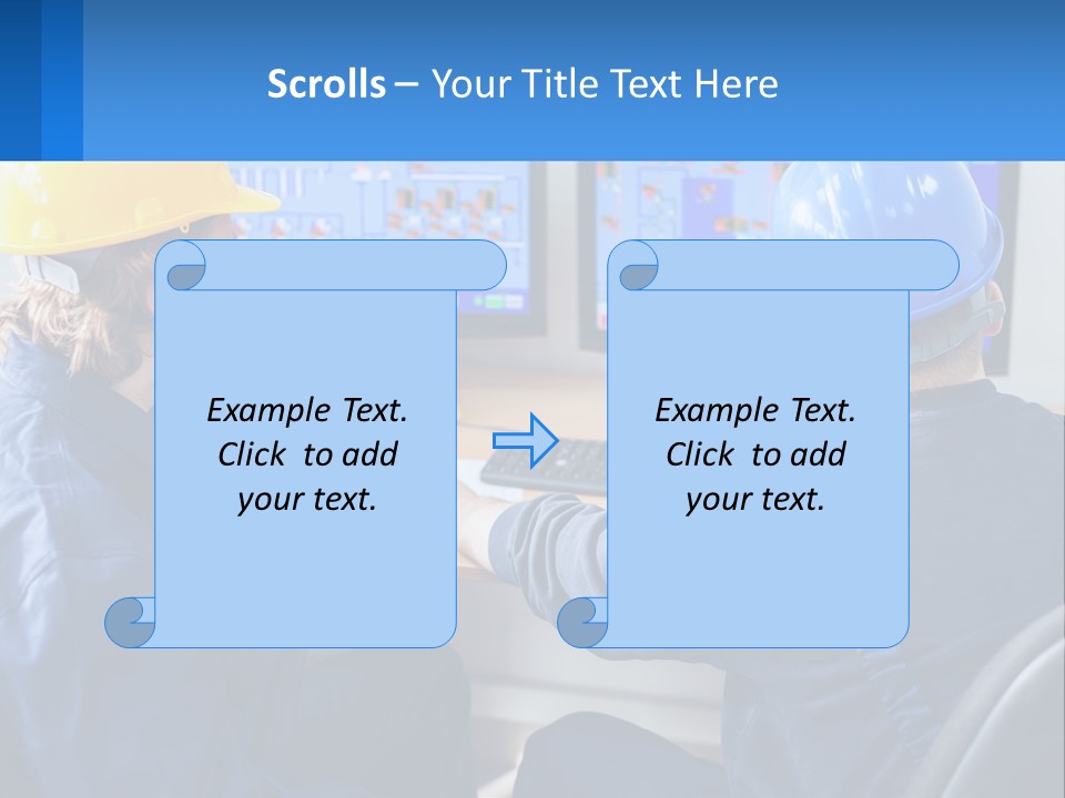 A Man In A Hard Hat Is Working On A Computer PowerPoint Template