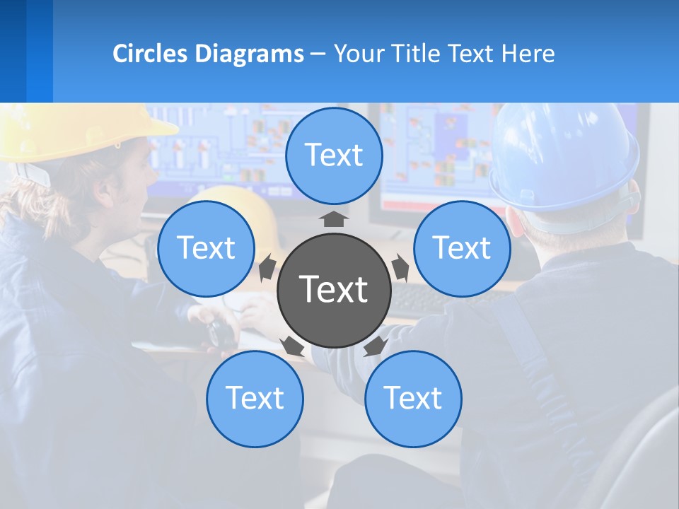 A Man In A Hard Hat Is Working On A Computer PowerPoint Template
