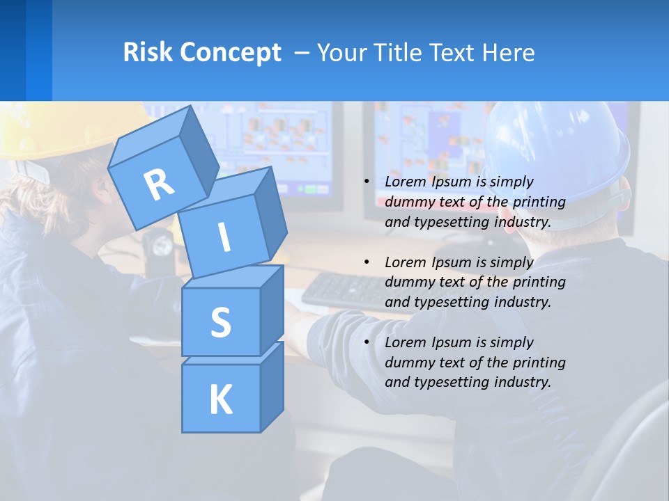 A Man In A Hard Hat Is Working On A Computer PowerPoint Template