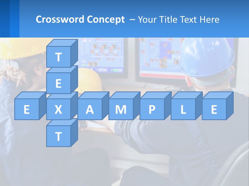 A Man In A Hard Hat Is Working On A Computer PowerPoint Template