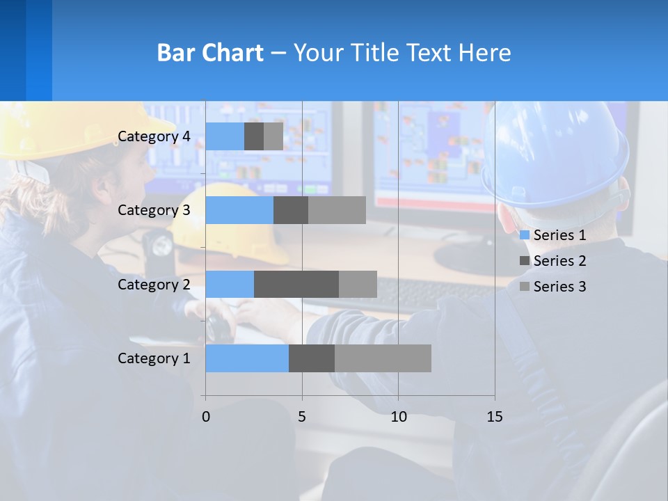 A Man In A Hard Hat Is Working On A Computer PowerPoint Template