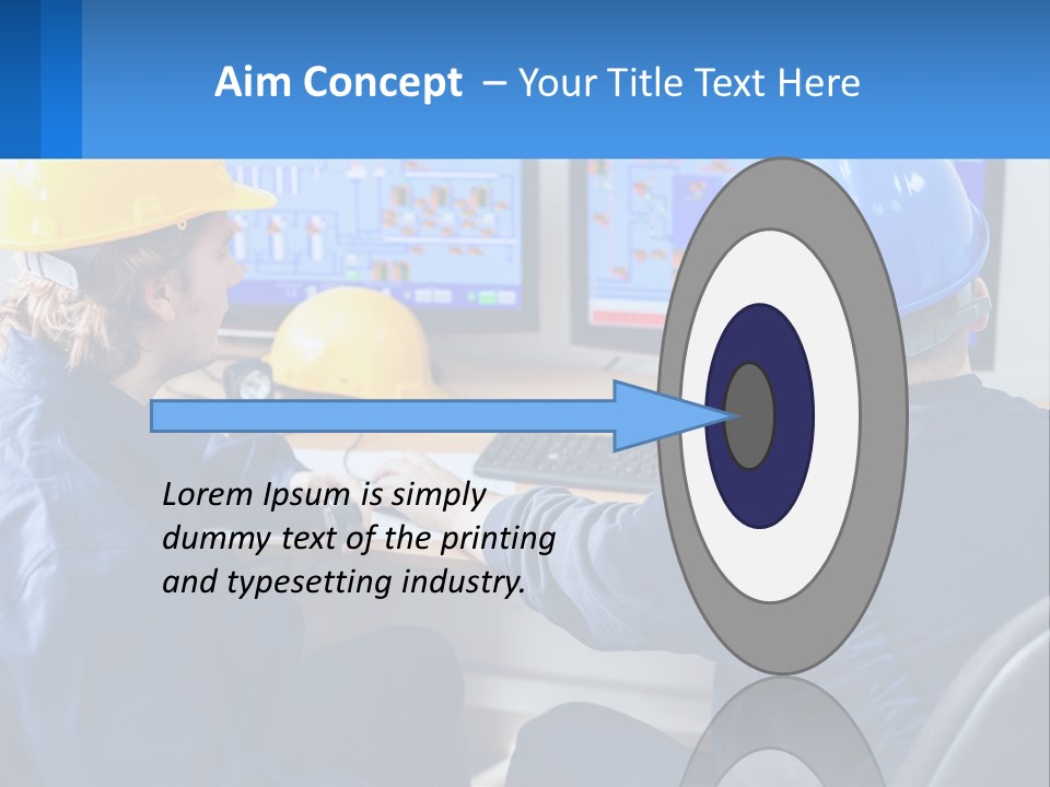A Man In A Hard Hat Is Working On A Computer PowerPoint Template