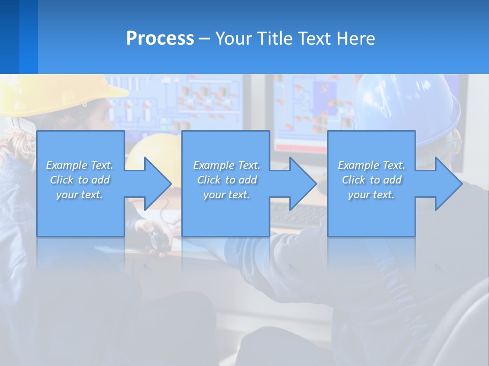 A Man In A Hard Hat Is Working On A Computer PowerPoint Template