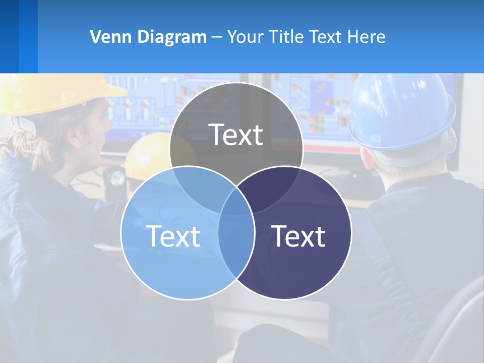 A Man In A Hard Hat Is Working On A Computer PowerPoint Template