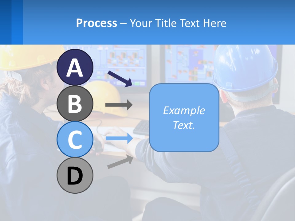 A Man In A Hard Hat Is Working On A Computer PowerPoint Template