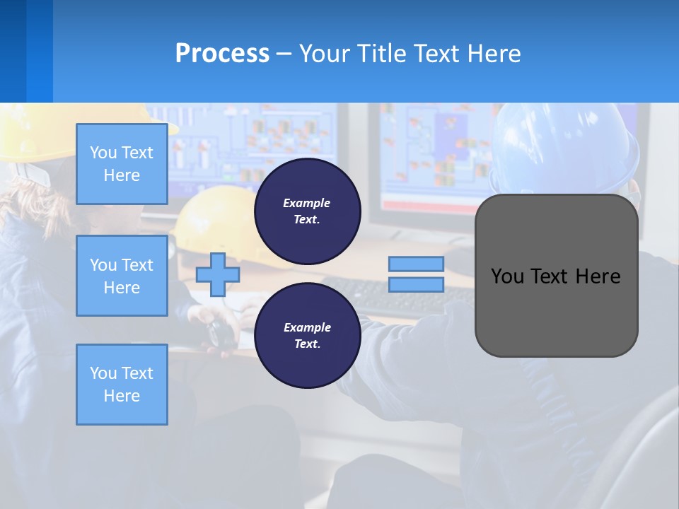 A Man In A Hard Hat Is Working On A Computer PowerPoint Template