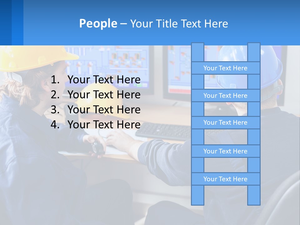 A Man In A Hard Hat Is Working On A Computer PowerPoint Template