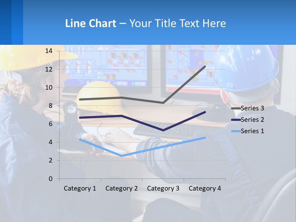 A Man In A Hard Hat Is Working On A Computer PowerPoint Template