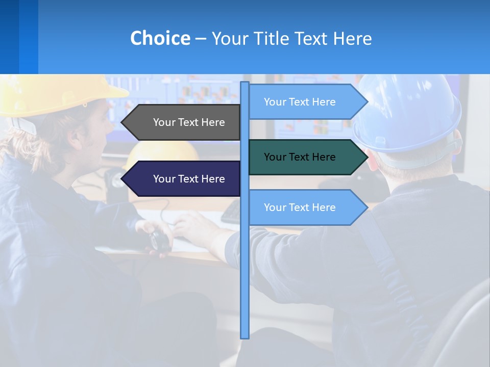 A Man In A Hard Hat Is Working On A Computer PowerPoint Template