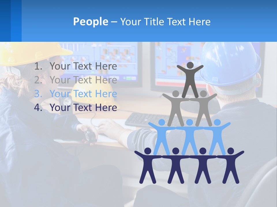 A Man In A Hard Hat Is Working On A Computer PowerPoint Template