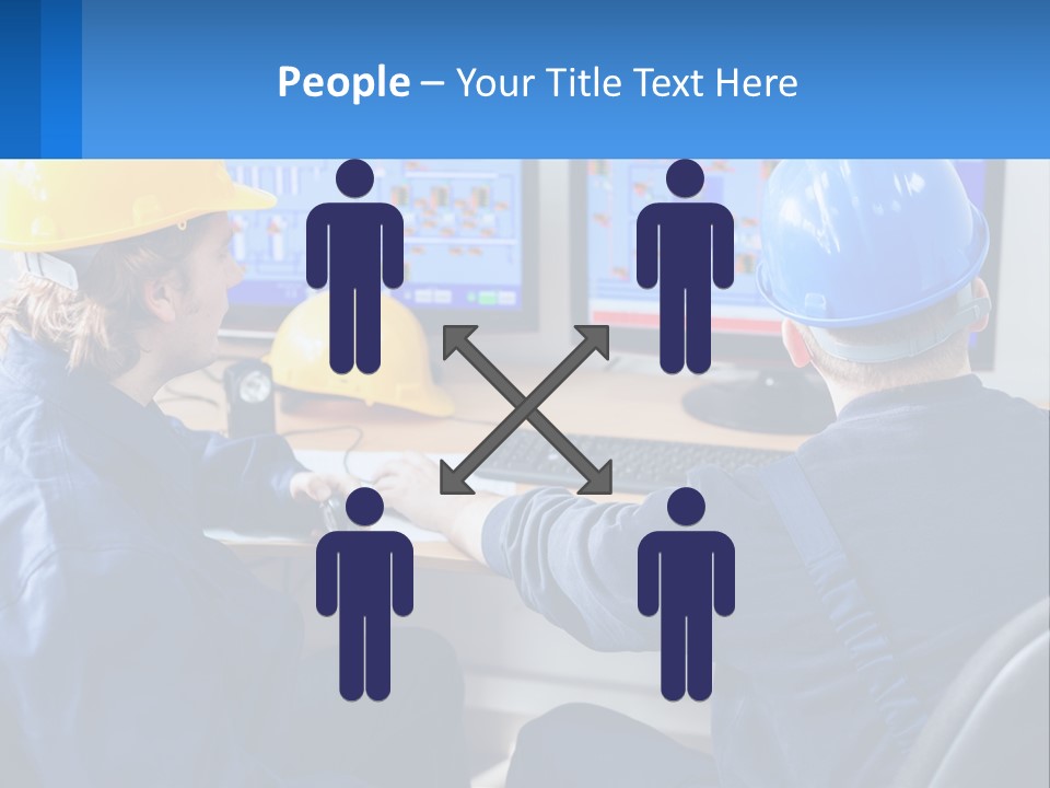 A Man In A Hard Hat Is Working On A Computer PowerPoint Template