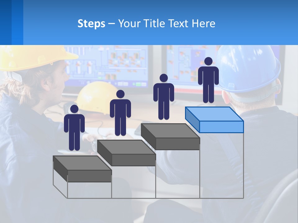 A Man In A Hard Hat Is Working On A Computer PowerPoint Template