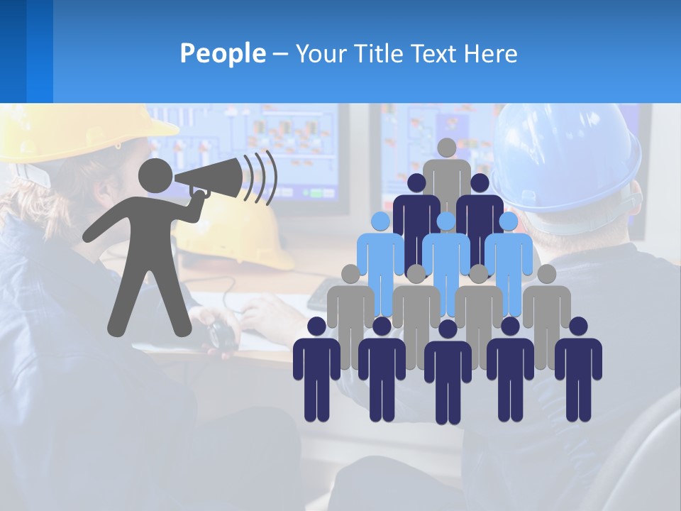 A Man In A Hard Hat Is Working On A Computer PowerPoint Template