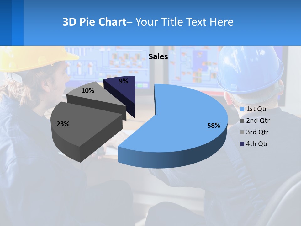 A Man In A Hard Hat Is Working On A Computer PowerPoint Template