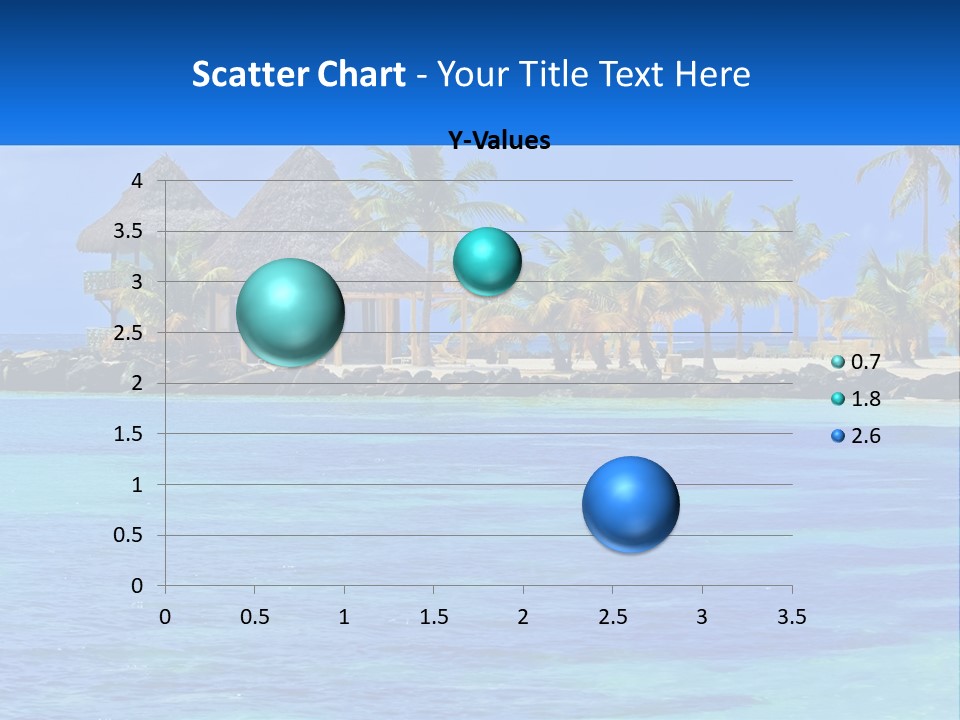 A Tropical Beach With Palm Trees And Huts PowerPoint Template