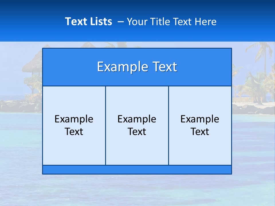 A Tropical Beach With Palm Trees And Huts PowerPoint Template