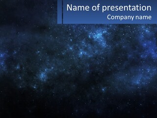 A Blue And Black Background With Stars And The Words Name Of Presentation Company Name PowerPoint Template