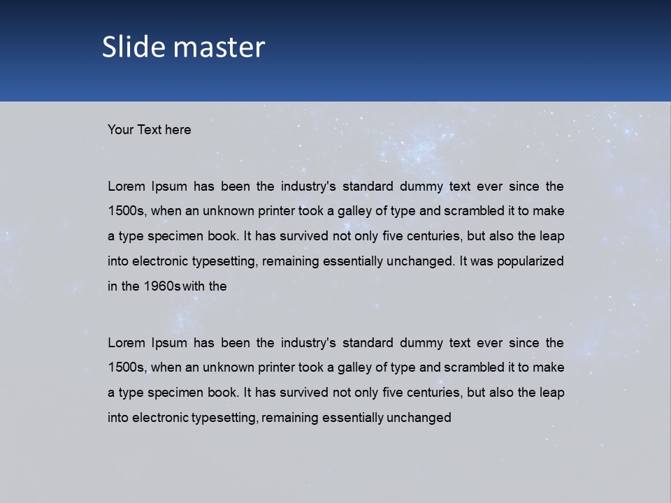 A Blue And Black Background With Stars And The Words Name Of Presentation Company Name PowerPoint Template