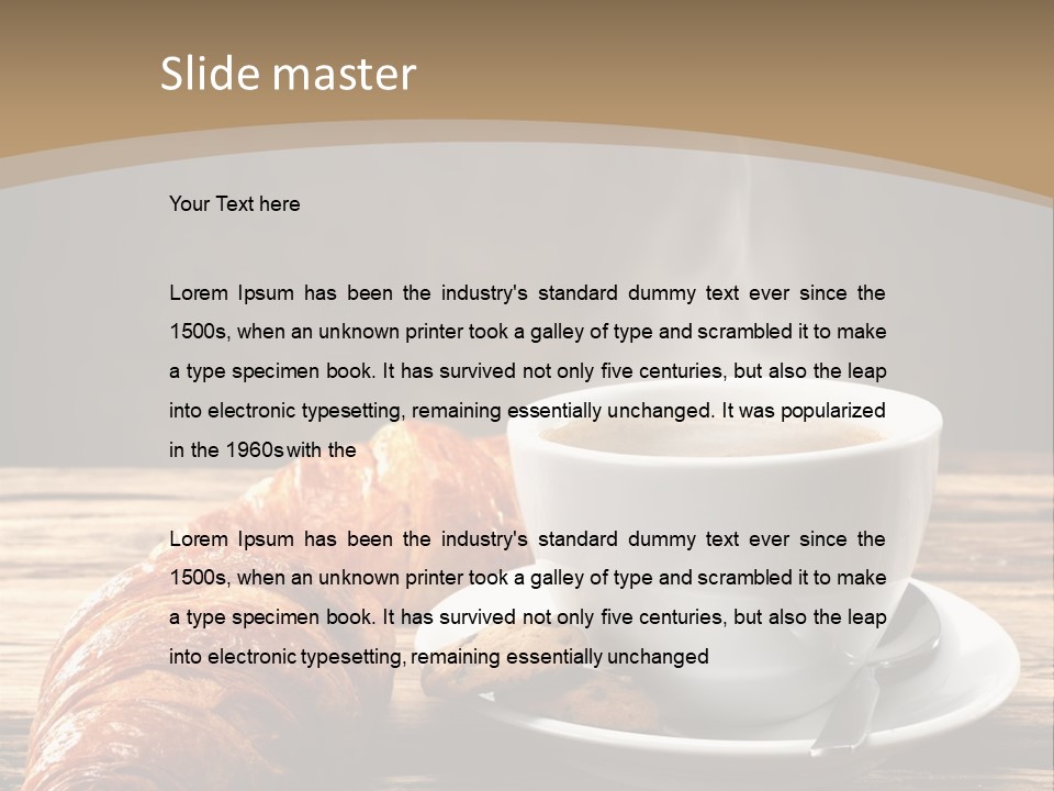 A Cup Of Coffee And Some Croissants On A Table PowerPoint Template