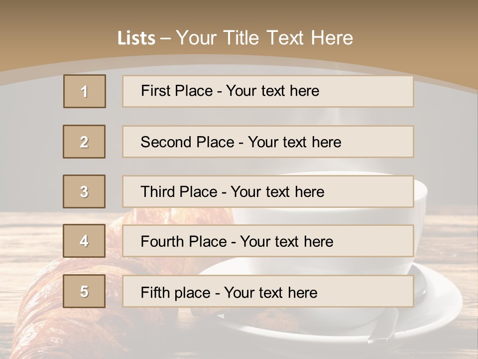 A Cup Of Coffee And Some Croissants On A Table PowerPoint Template